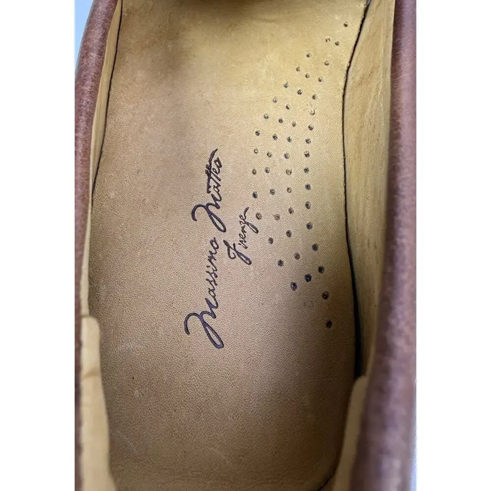 Massimo Matteo Bit Driver Loafer Mens 9 M Cognac Leather Moccasin Slip On Luxury